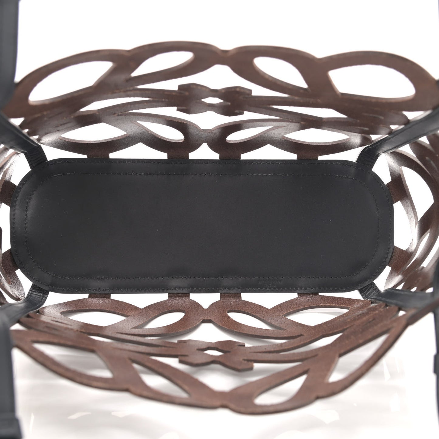 Smooth Calfskin Small Anagram Cutout Tote Brown Black