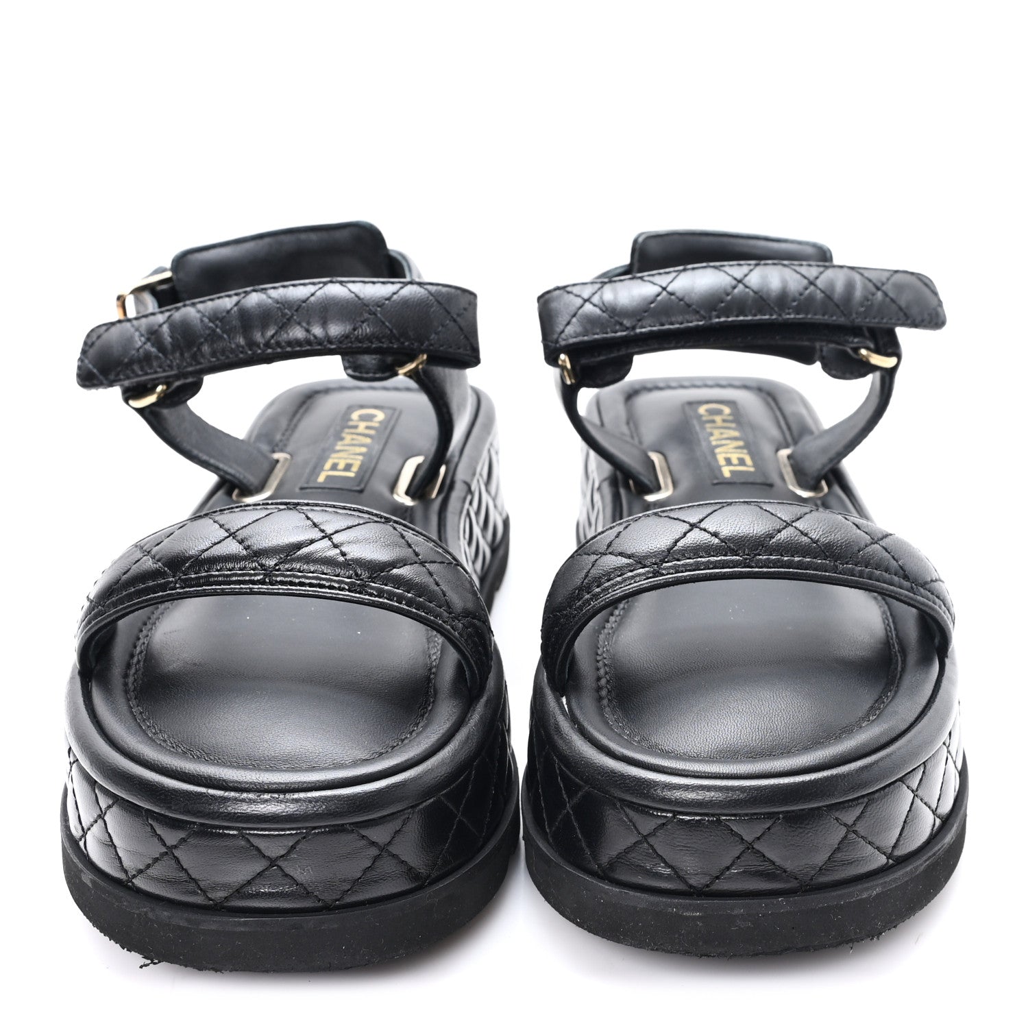 Chanel Lambskin Quilted Platform Sandals 38.5 Black 3 of 9