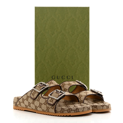 Gucci GG Monogram Lavaredo Eco Fabric Mens Slide Sandals With Straps 9 Beige Ebony Light Brown 9 of 9