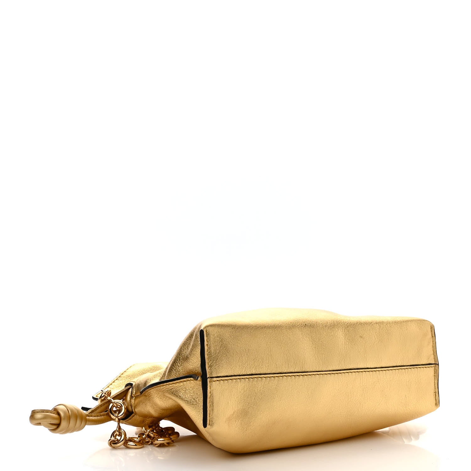 Loewe Metallic Calfskin Mini Chain Flamenco Knot Clutch Gold