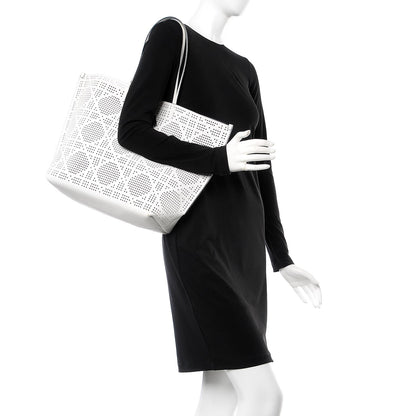 Christian Dior Calfskin Perforated Cannage Dioriva Tote White 2 of 8