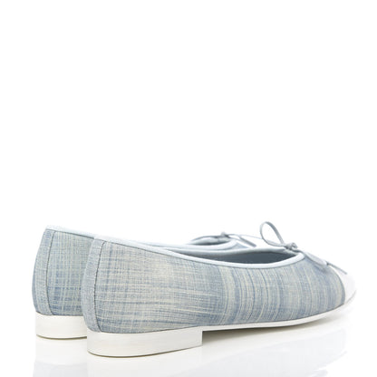 Chanel Denim Lambskin CC Cap Toe Ballerina Flats 38.5 Light Blue 4 of 9