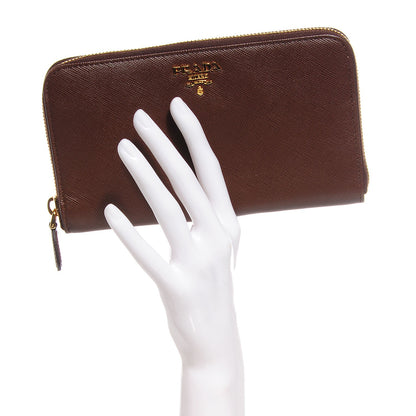Prada Saffiano Metal Zip Around Wallet Cacao 3 of 10