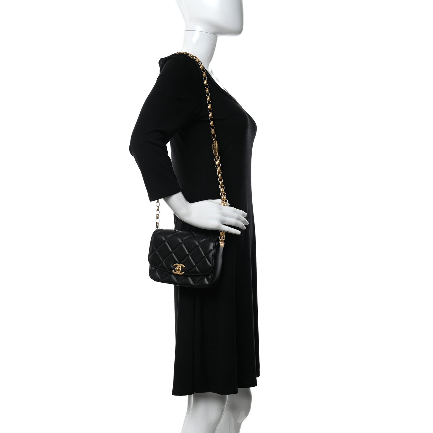 Lambskin Quilted Small CC Coin Flap Bag Black