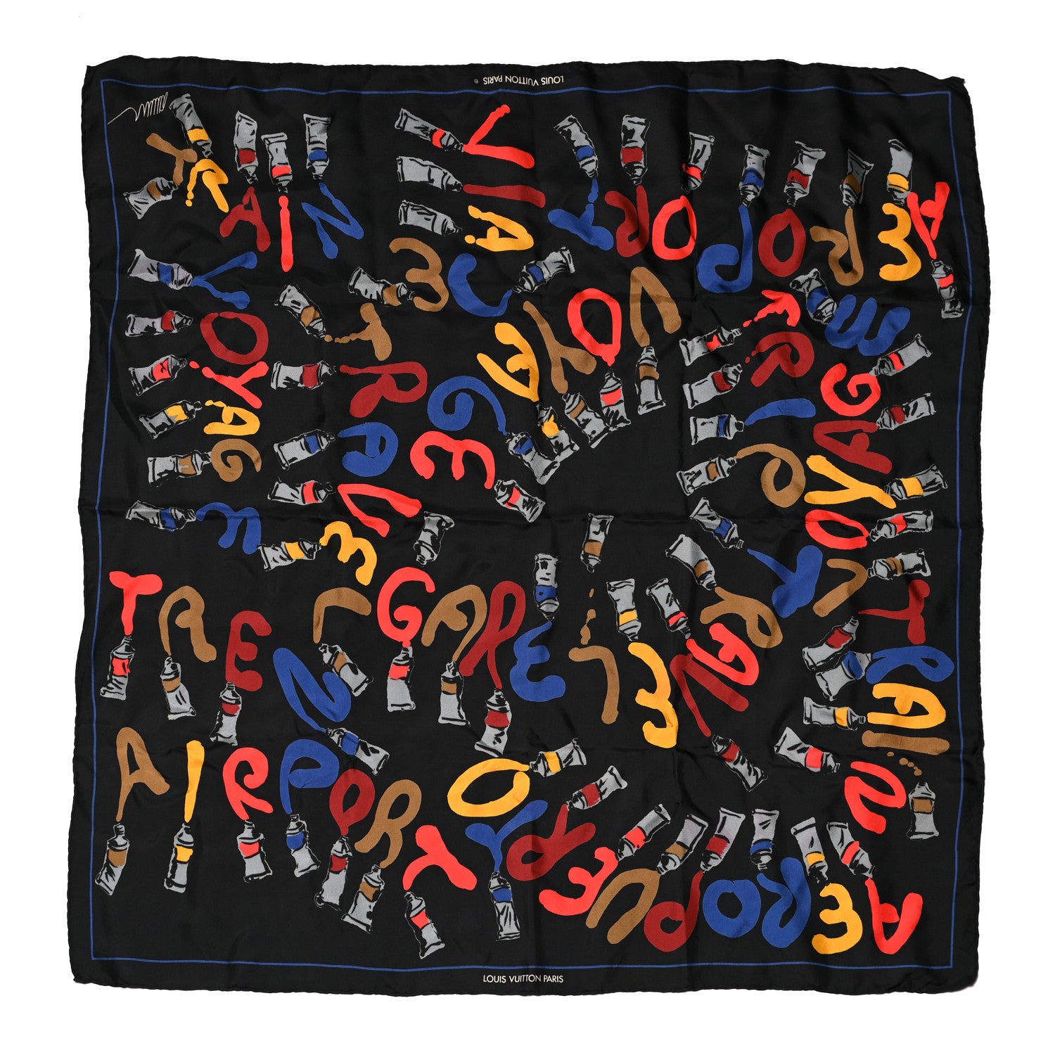 Louis Vuitton Silk Paint Scarf Black Multicolor 1 of 6