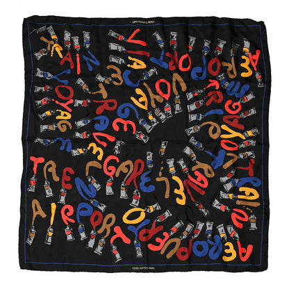 Louis Vuitton Silk Paint Scarf Black Multicolor 1 of 6