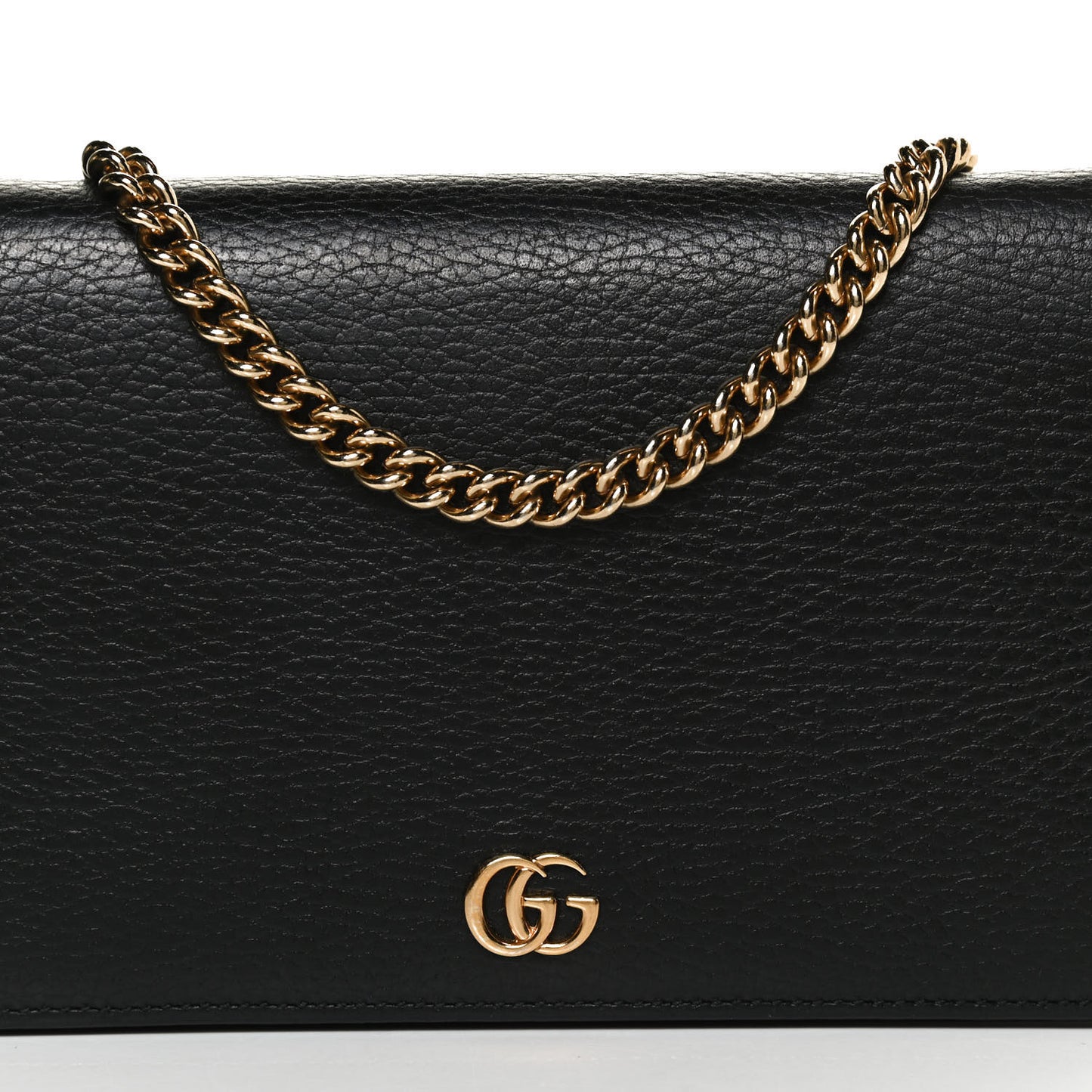 Calfskin Mini GG Marmont Chain Wallet Black