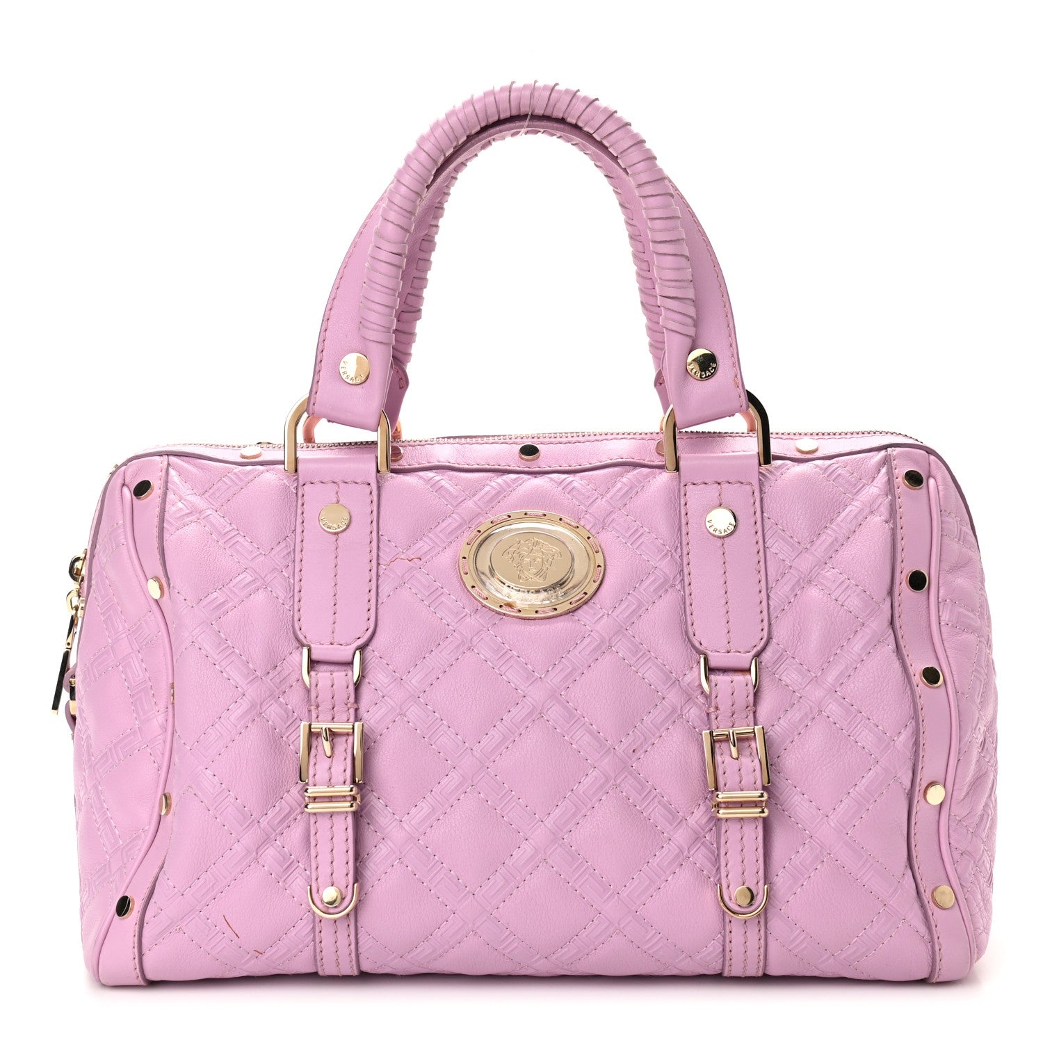 Versace Nappa Quilted Icon Bowler Pink 1 of 8