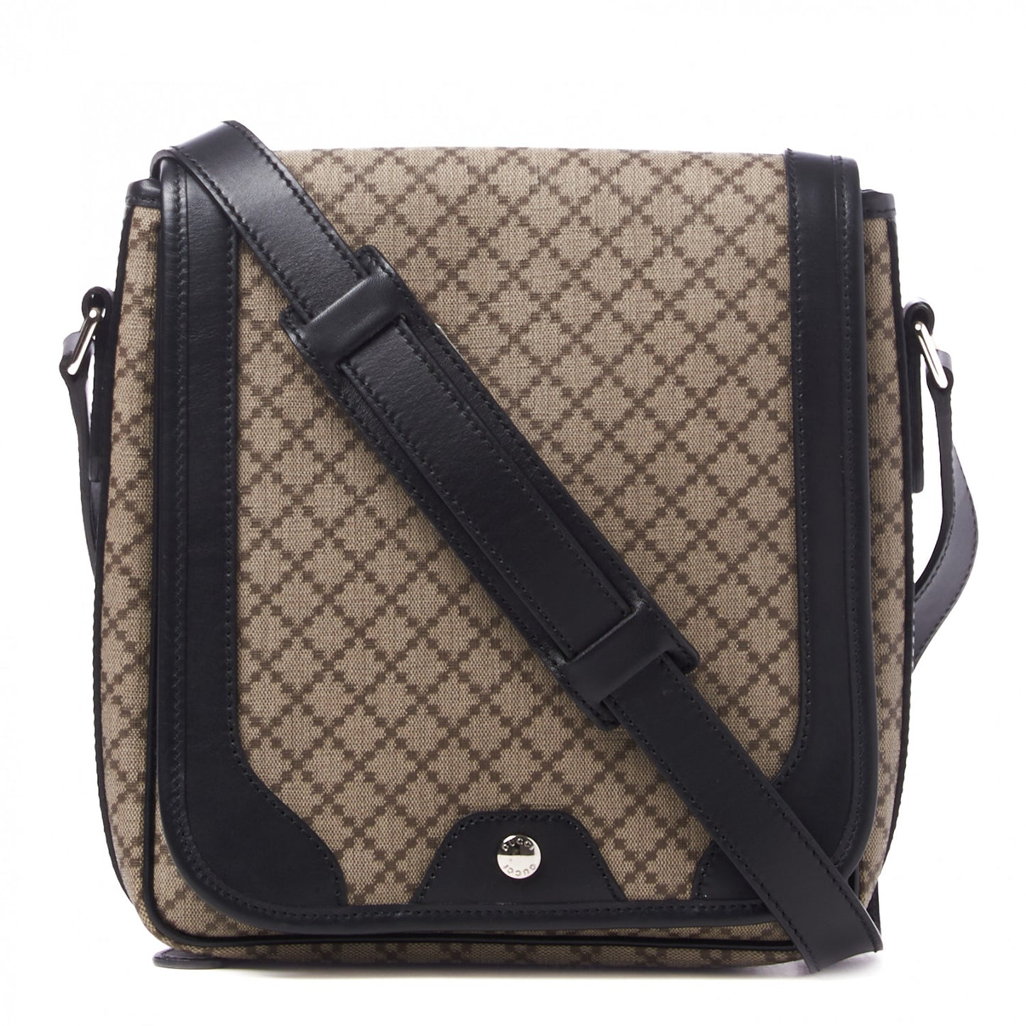 Diamante Flap Messenger Bag Beige Black
