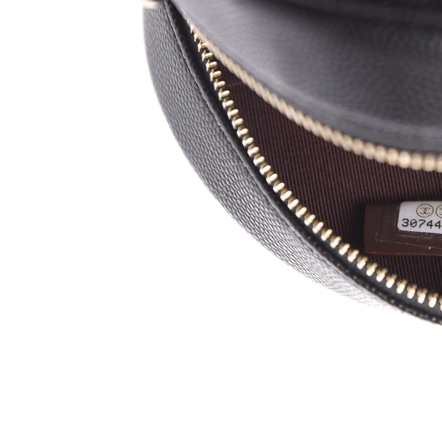Caviar Quilted Round Clutch With Chain Black