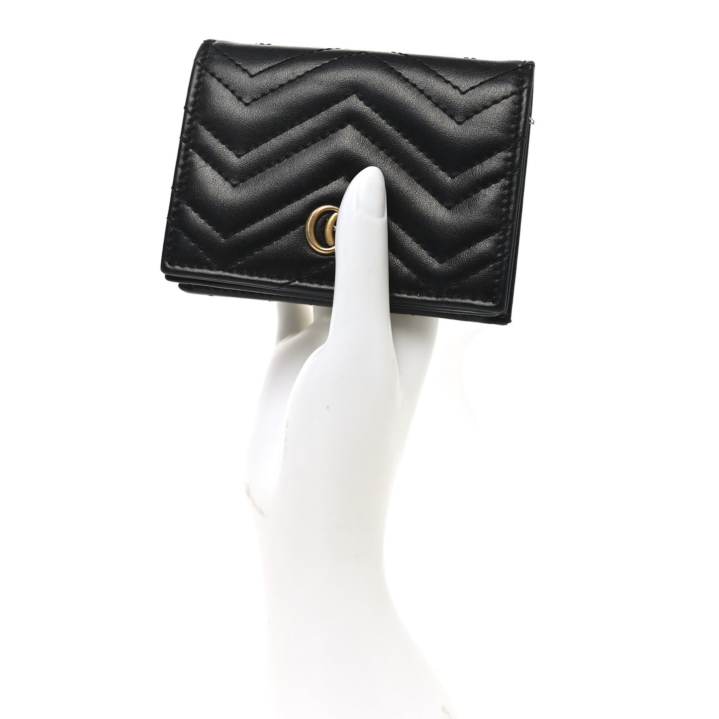 Calfskin Matelasse GG Marmont Card Case Wallet Black