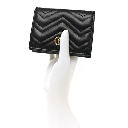 Gucci Calfskin Matelasse GG Marmont Card Case Wallet Black 3 of 13