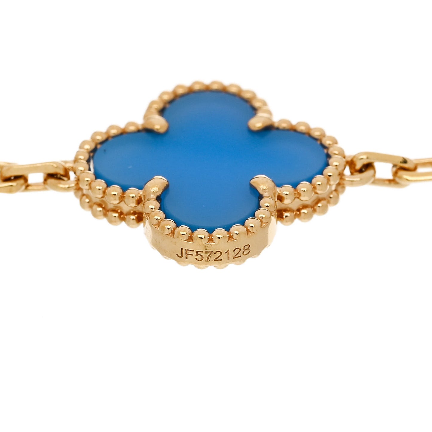 VAN CLEEF & ARPELS 18K Yellow Gold Blue Agate 5 Motifs Vintage Alhambra Bracelet