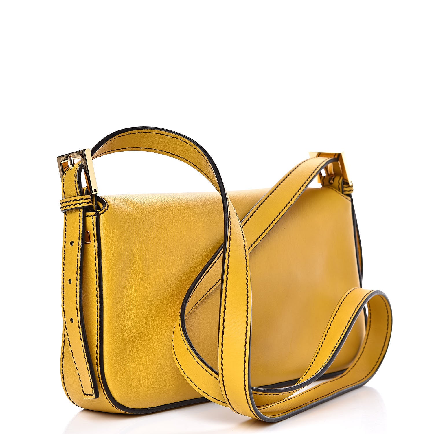 Fendi Vitello Flamingo Enamel Interchangeable Strap Baguette Chantilly Marrone Tobacco 6 of 14