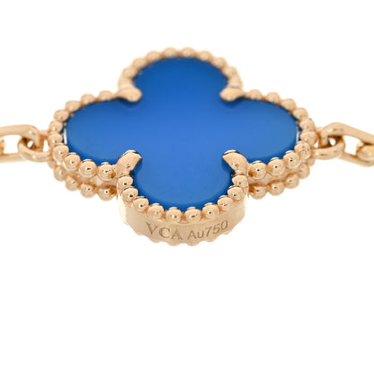 Van Cleef & Arpels 18K Yellow Gold Blue Agate 5 Motifs Vintage Alhambra Bracelet 3 of 5