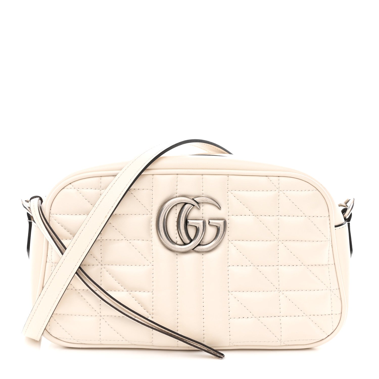 Gucci Calfskin Matelasse Aria Small GG Marmont Chain Shoulder Bag Mystic White 1 of 13