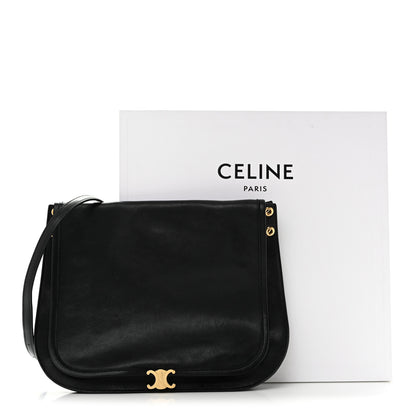 Celine Shiny Lambskin Soft Triomphe Besace Bag Black 13 of 13