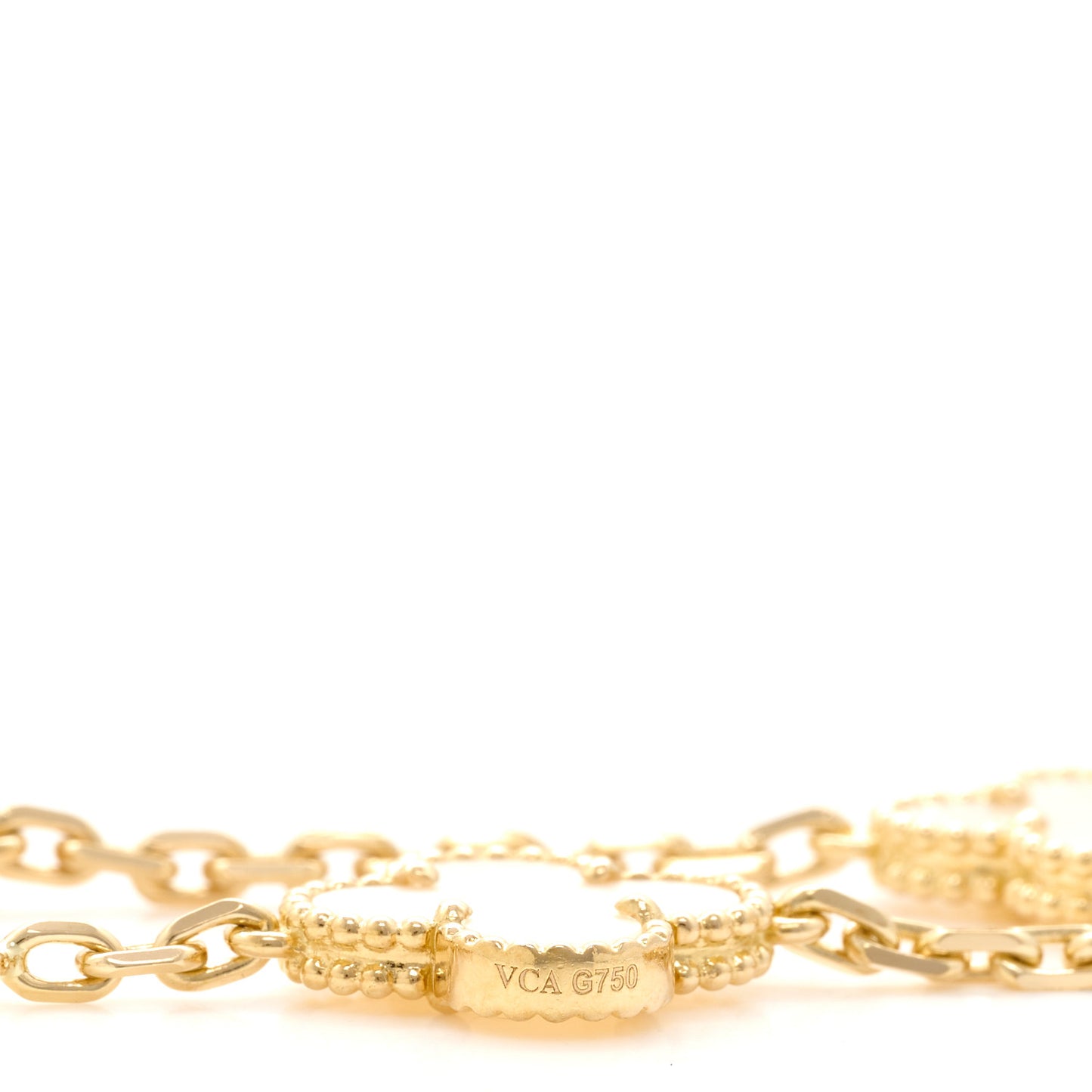 18K Yellow Gold Mother of Pearl 10 Motifs Vintage Alhambra Necklace