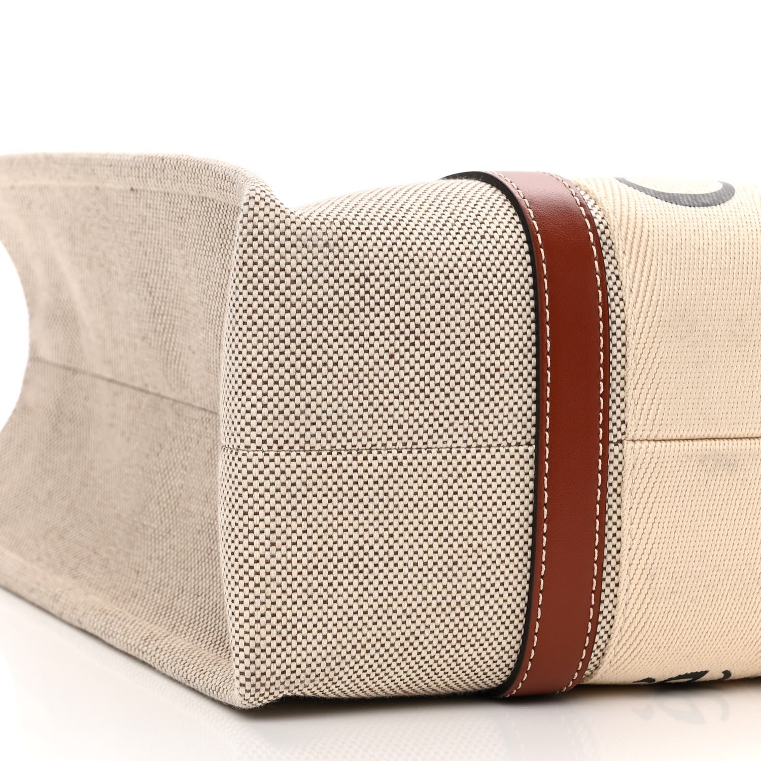 Chloe Cotton Calfskin Medium Woody Ribbon Tote White Brown 8 of 10