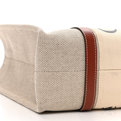 Chloe Cotton Calfskin Medium Woody Ribbon Tote White Brown 8 of 10