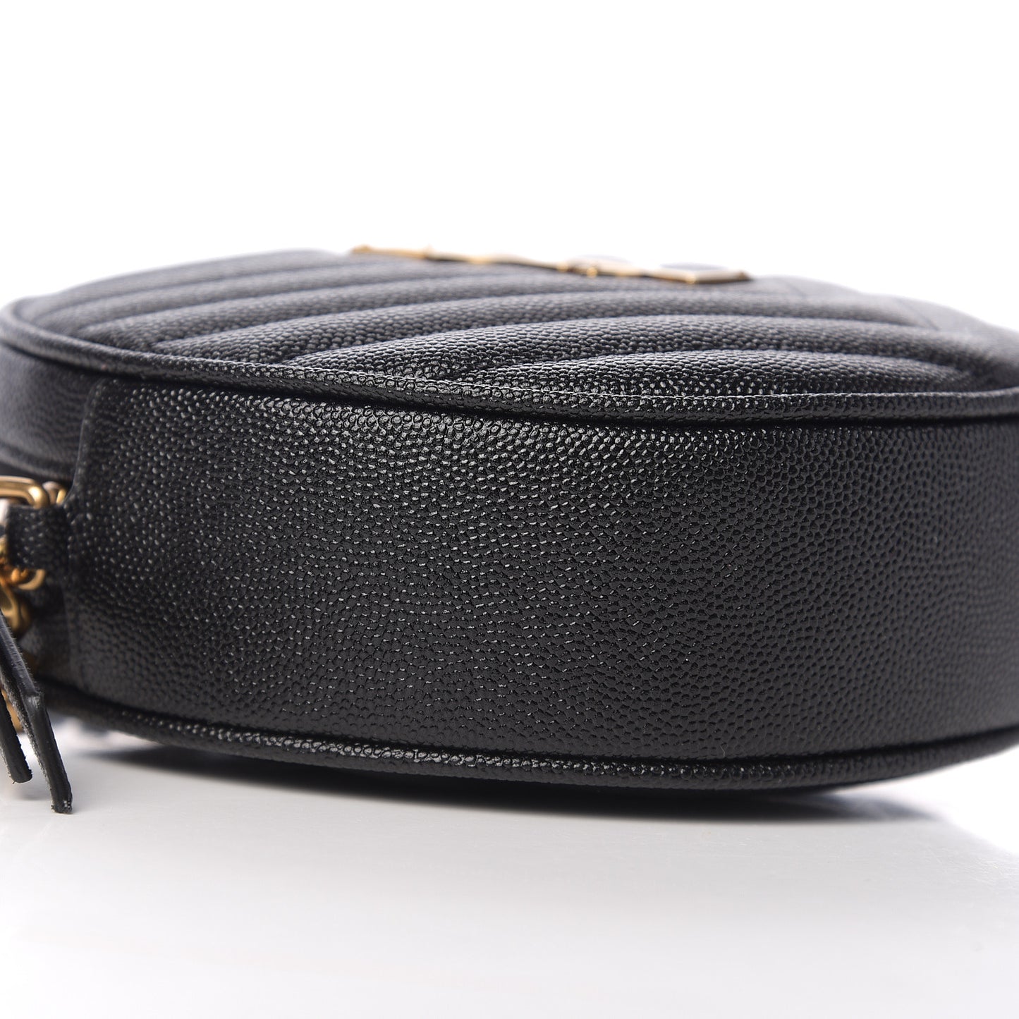 Grain De Poudre Matelasse Chevron Quilted Round Vinyle Camera Bag Black