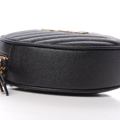 Saint Laurent Grain De Poudre Matelasse Chevron Quilted Round Vinyle Camera Bag Black 7 of 8