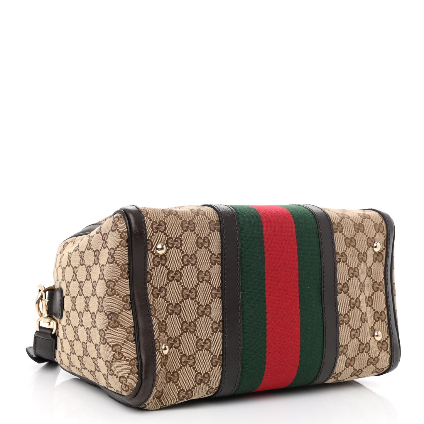 Monogram Selleria Calfskin Vintage Web Medium Boston Beige Ebony Cocoa