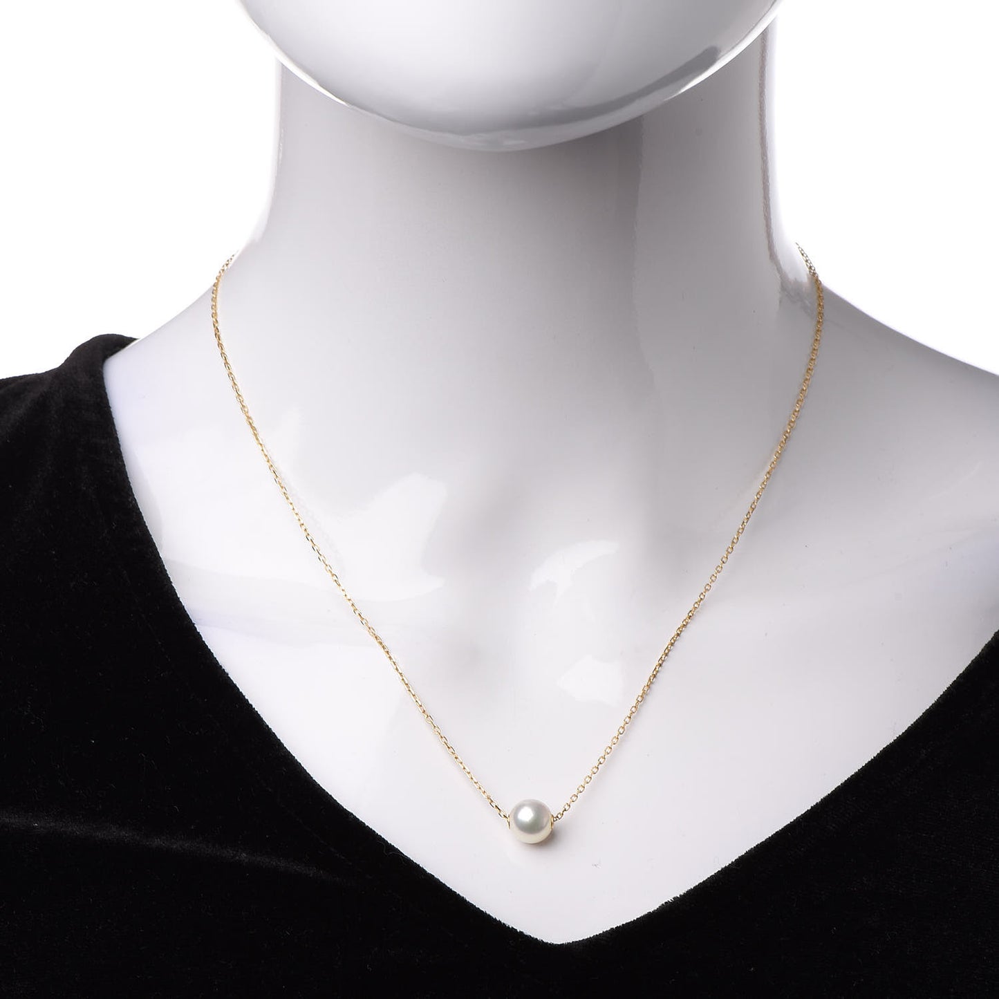 18K Yellow Gold Akoya Pearl 8mm Single Pendant Necklace