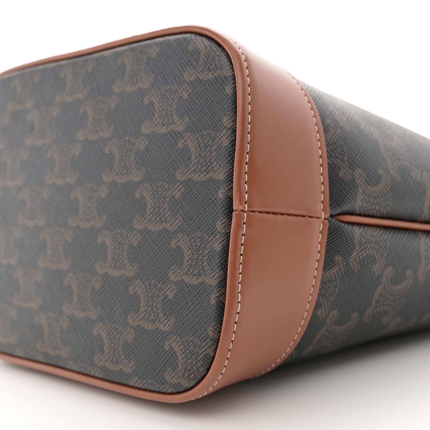 Celine Triomphe Canvas Calfskin Small Bucket Bag Tan 10 of 11