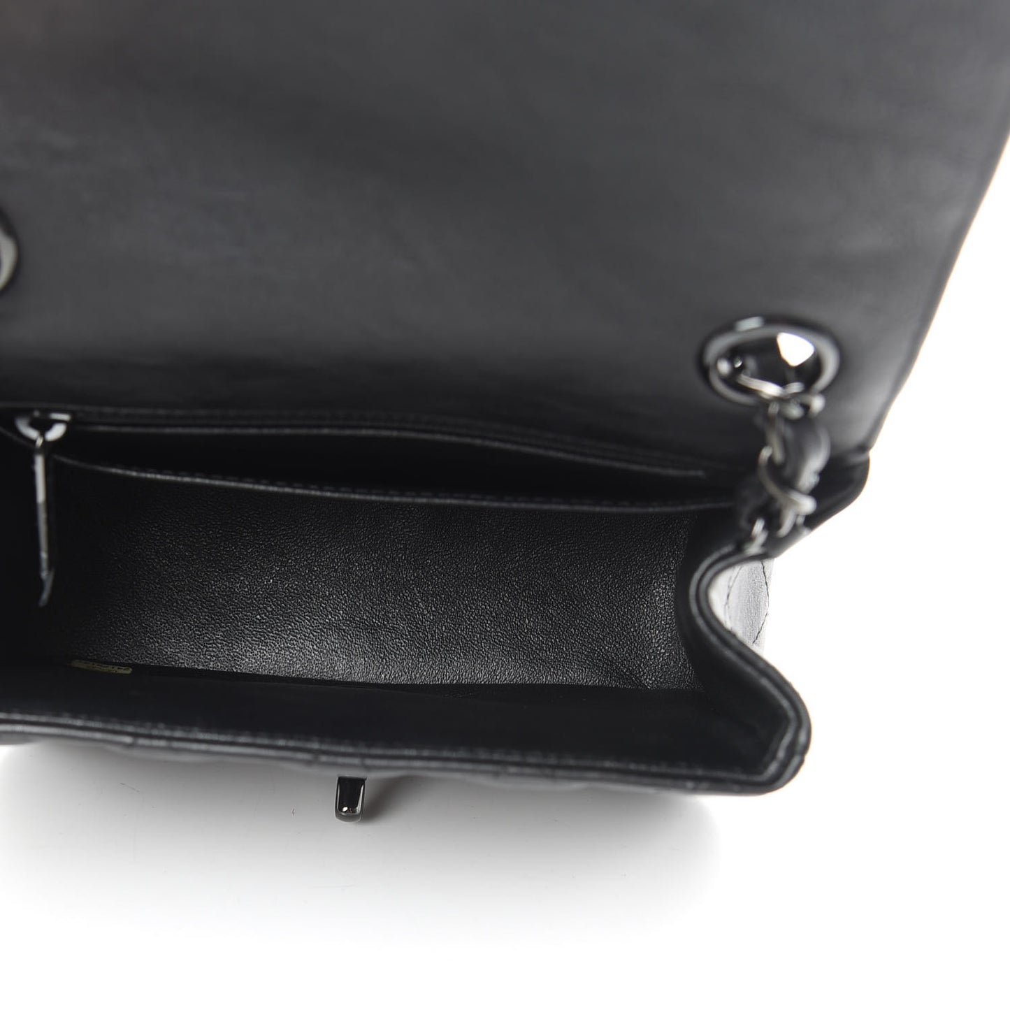 Crumpled Calfskin Quilted Mini Square Flap So Black