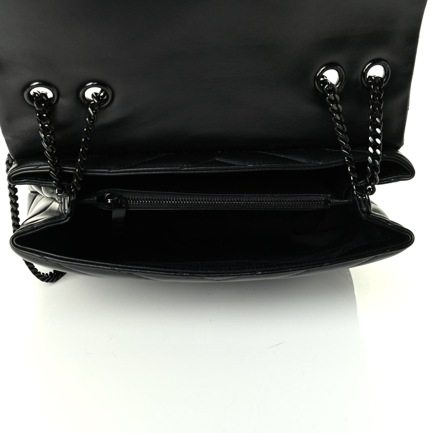 Calfskin Y Quilted Monogram Medium Loulou Chain Satchel Black