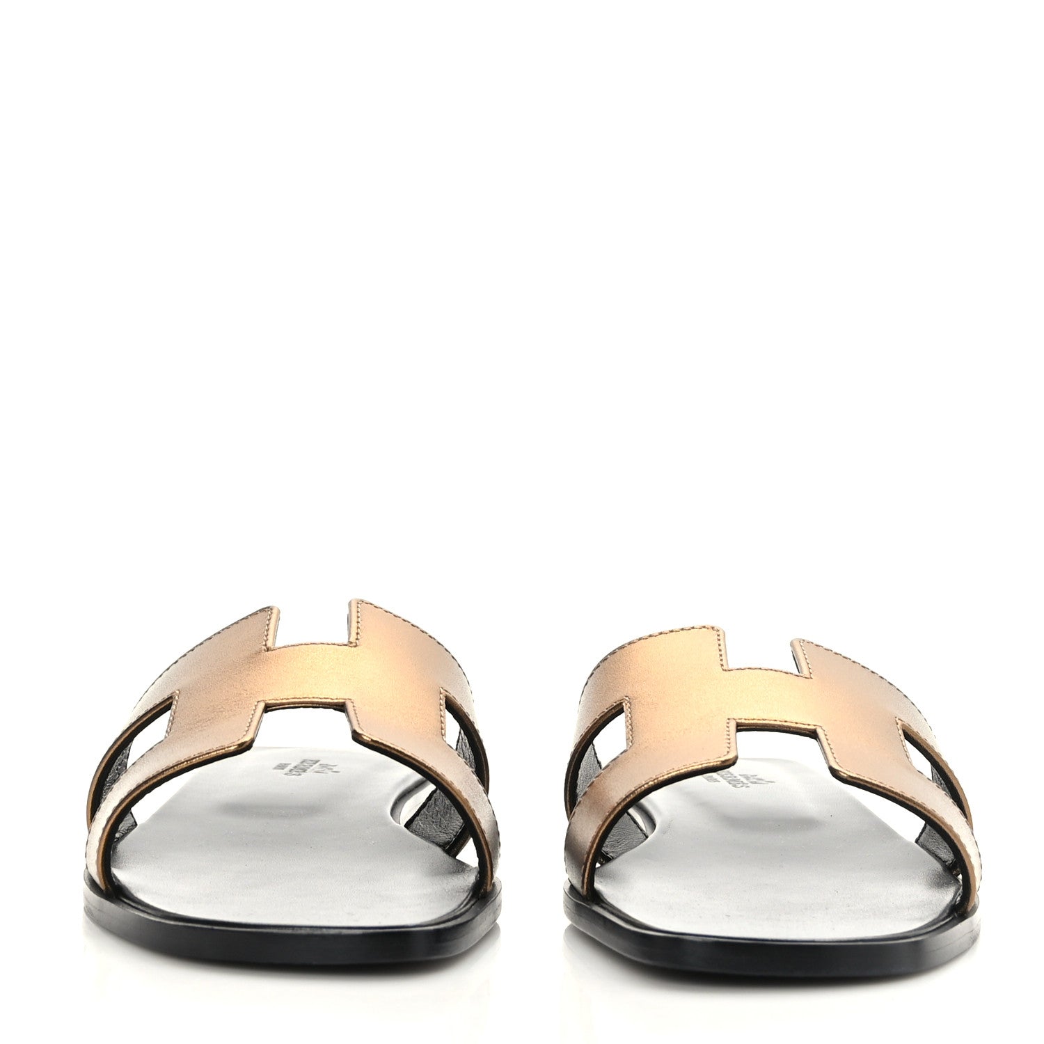 Hermes Metallic Nappa Oran Sandals 39 Vert Bronze 2 of 9
