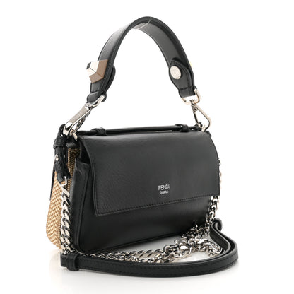 Fendi Paglia Vitello Dolce Paillettes Flowerland Studded Striped Micro Double Baguette Natural Multicolor 3 of 10