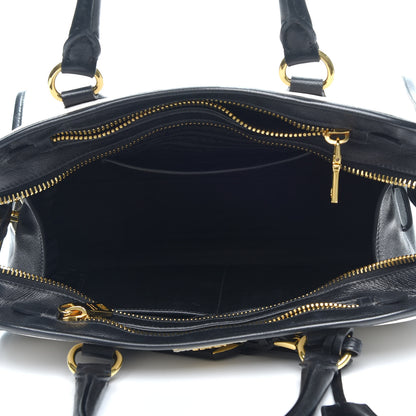 Prada Saffiano Soft Bi-Color Tote Black White 4 of 11