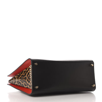 Christian Louboutin Calfskin Patent Leopard Spiked Large Paloma Black 4 of 12