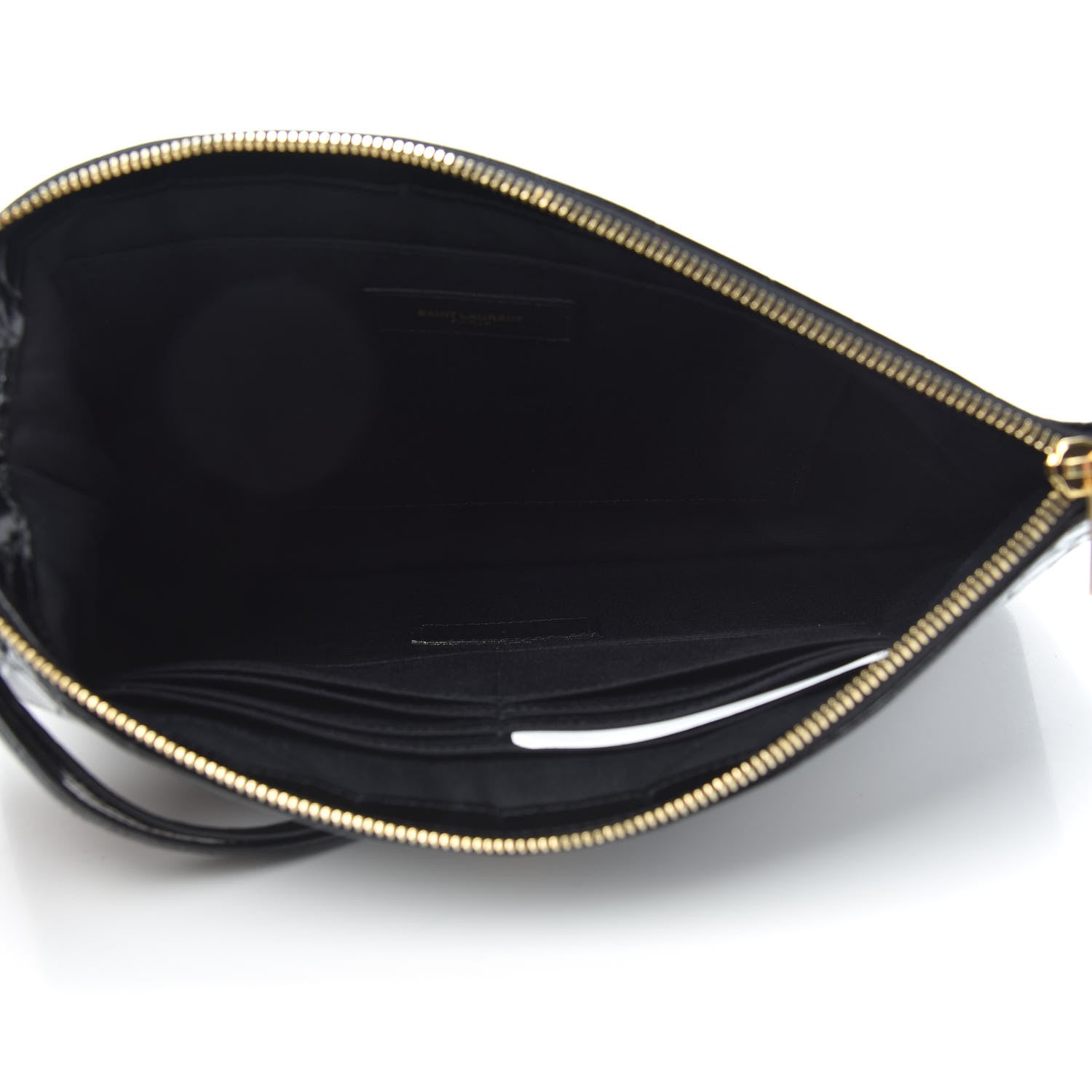 Saint Laurent Calfskin Crocodile Embossed Tablet Pouch Black 5 of 6