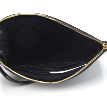 Saint Laurent Calfskin Crocodile Embossed Tablet Pouch Black 5 of 6