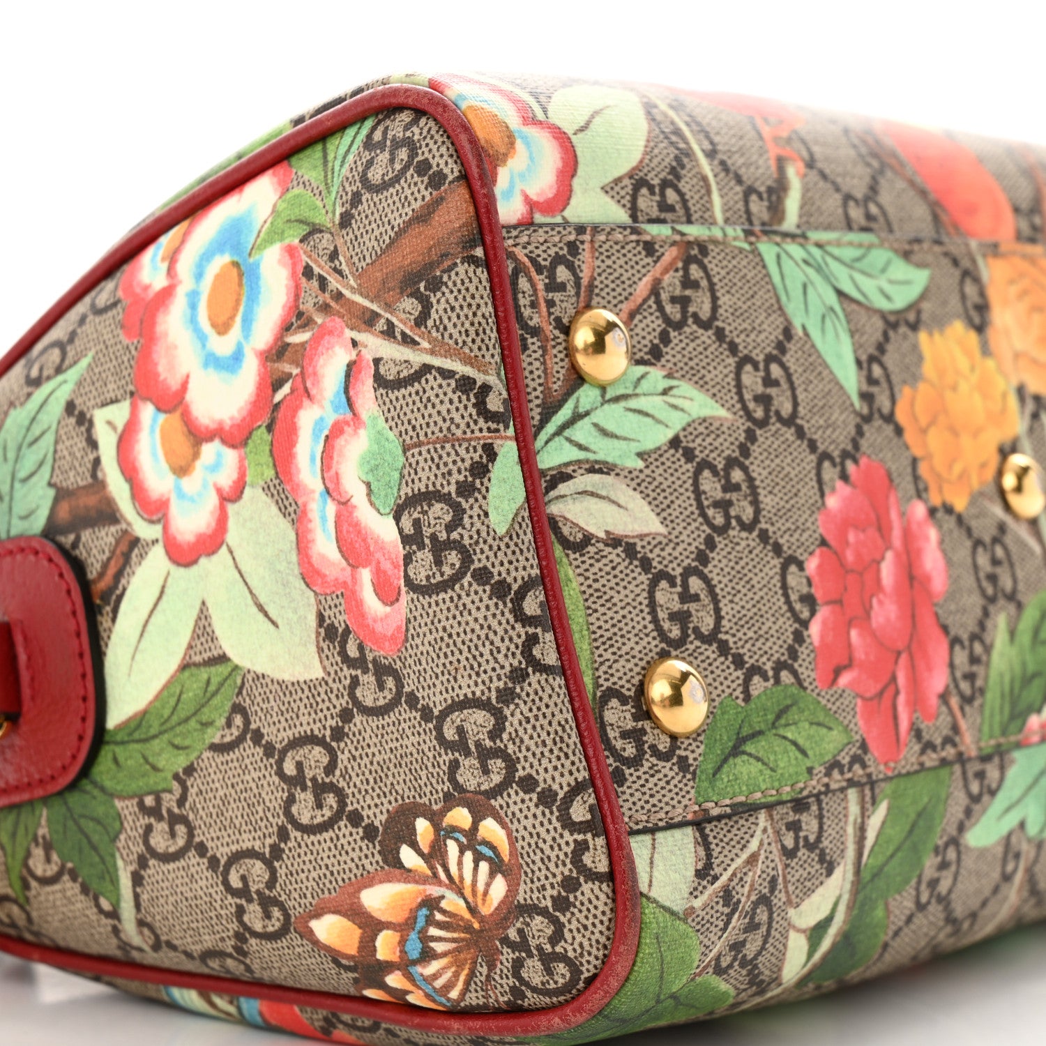 Gucci GG Supreme Monogram Tian Small Boston Beige Multicolor Red 10 of 15