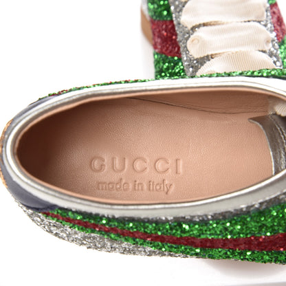 Gucci Glitter Fabric Web Mens Falacer Sneakers 7 Silver 6 of 10