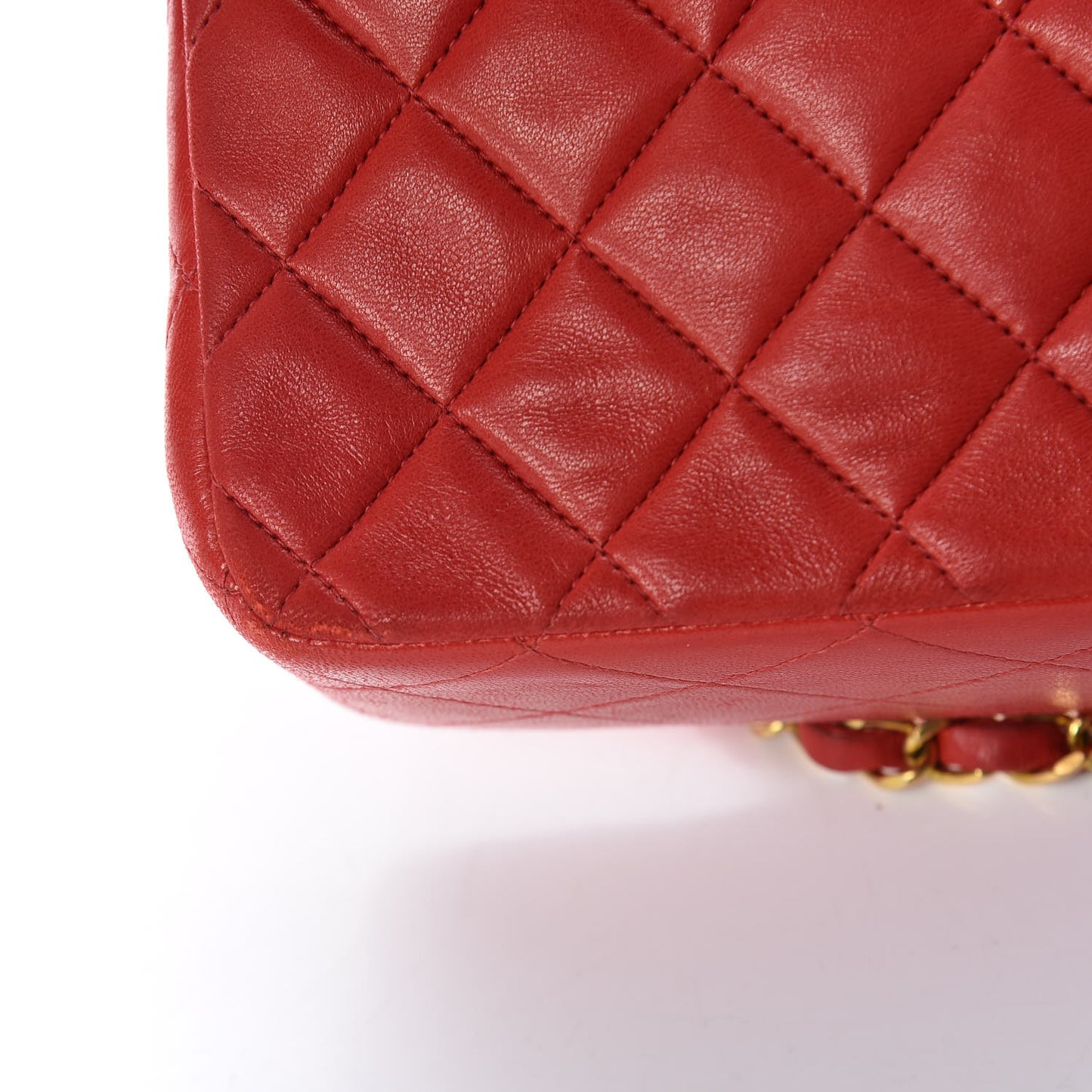 Lambskin Quilted Medium Double Flap Red