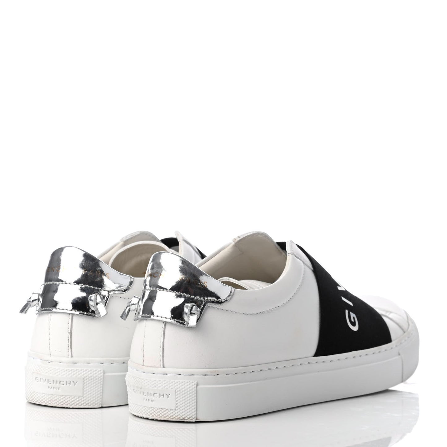 Calfskin Band Logo Womens Urban Street Sneakers 36 White Black