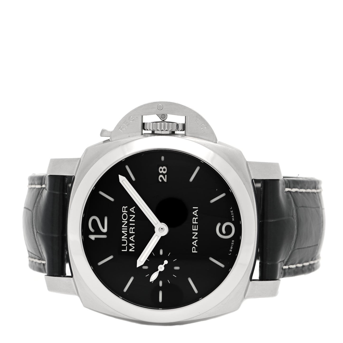 Stainless Steel Alligator 42mm Luminor 1950 3 Day Power Reserve Automatic Watch Black PAM00392