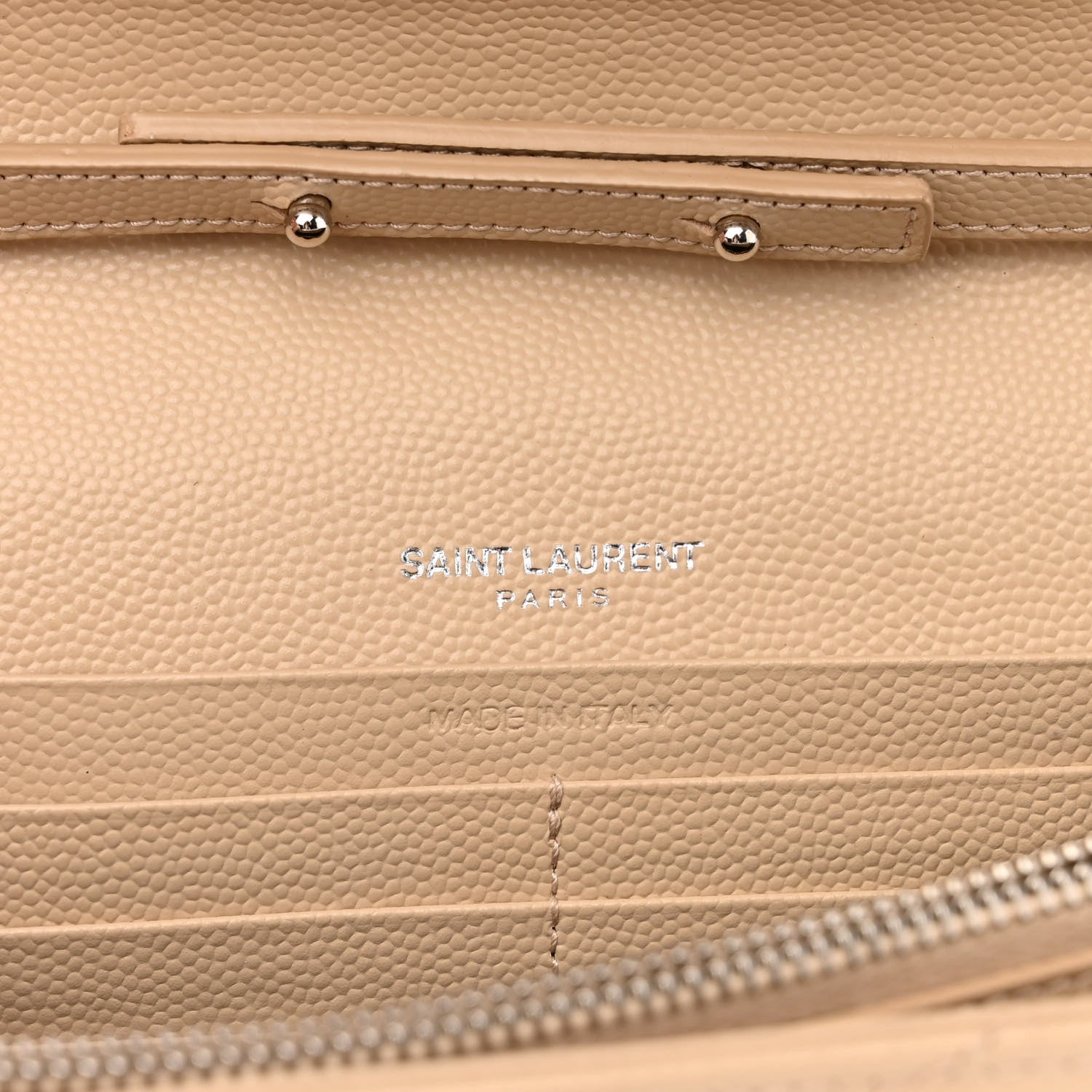 Saint Laurent Grain De Poudre Matelasse Chevron Monogram Chain Wallet Nude Powder 6 of 12