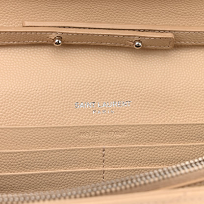 Saint Laurent Grain De Poudre Matelasse Chevron Monogram Chain Wallet Nude Powder 6 of 12