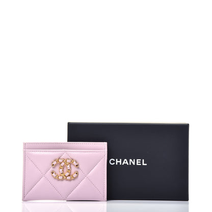 Chanel Lambskin Quilted Chanel 19 Card Holder Dark Pink 9 of 9