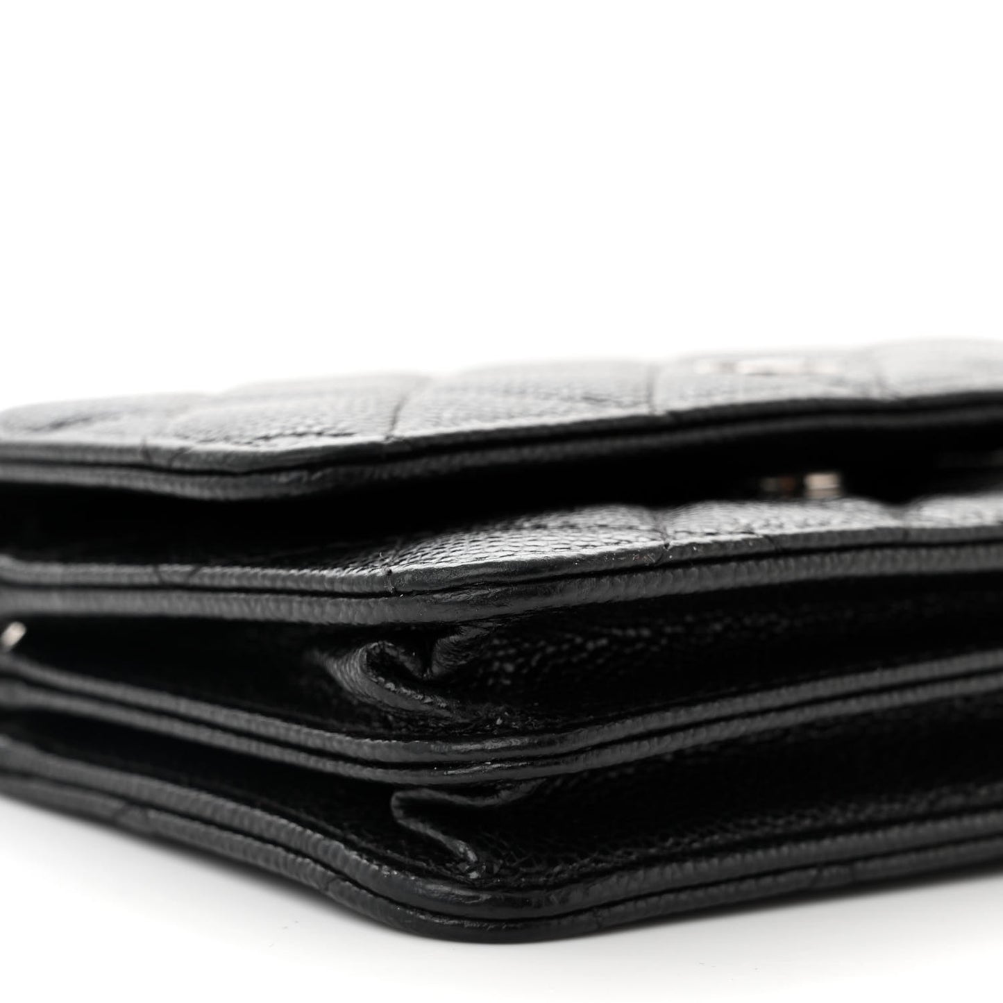 Caviar Quilted Mini Wallet On Chain WOC Black