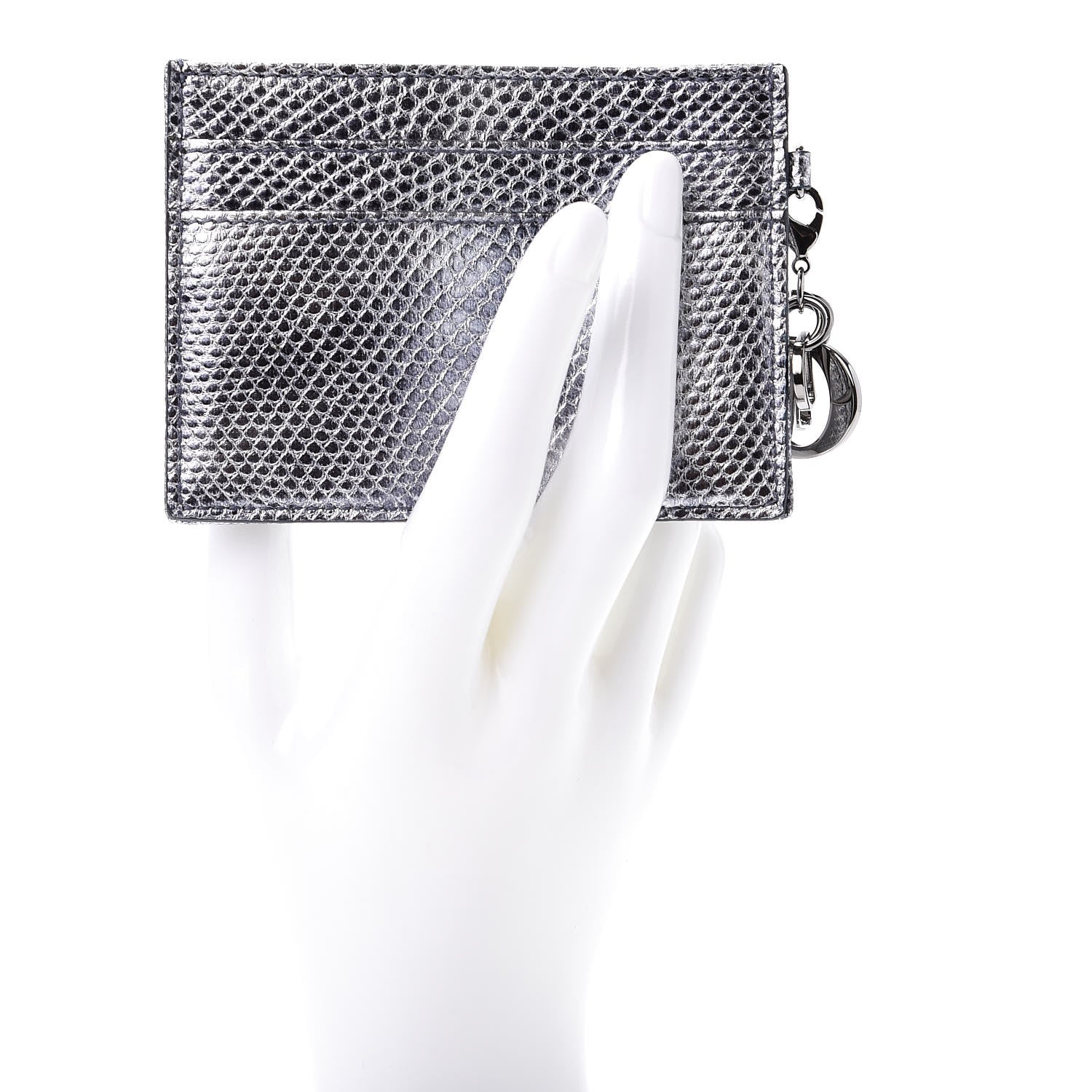 Christian Dior Karung Lady Dior Card Holder Vieil Argent 2 of 9
