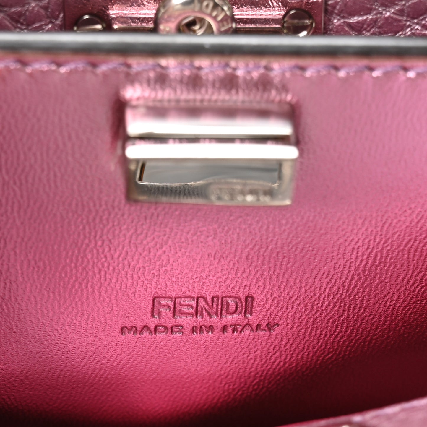 Metallic Cuoio Romano Selleria Nano Peekaboo Satchel Purple