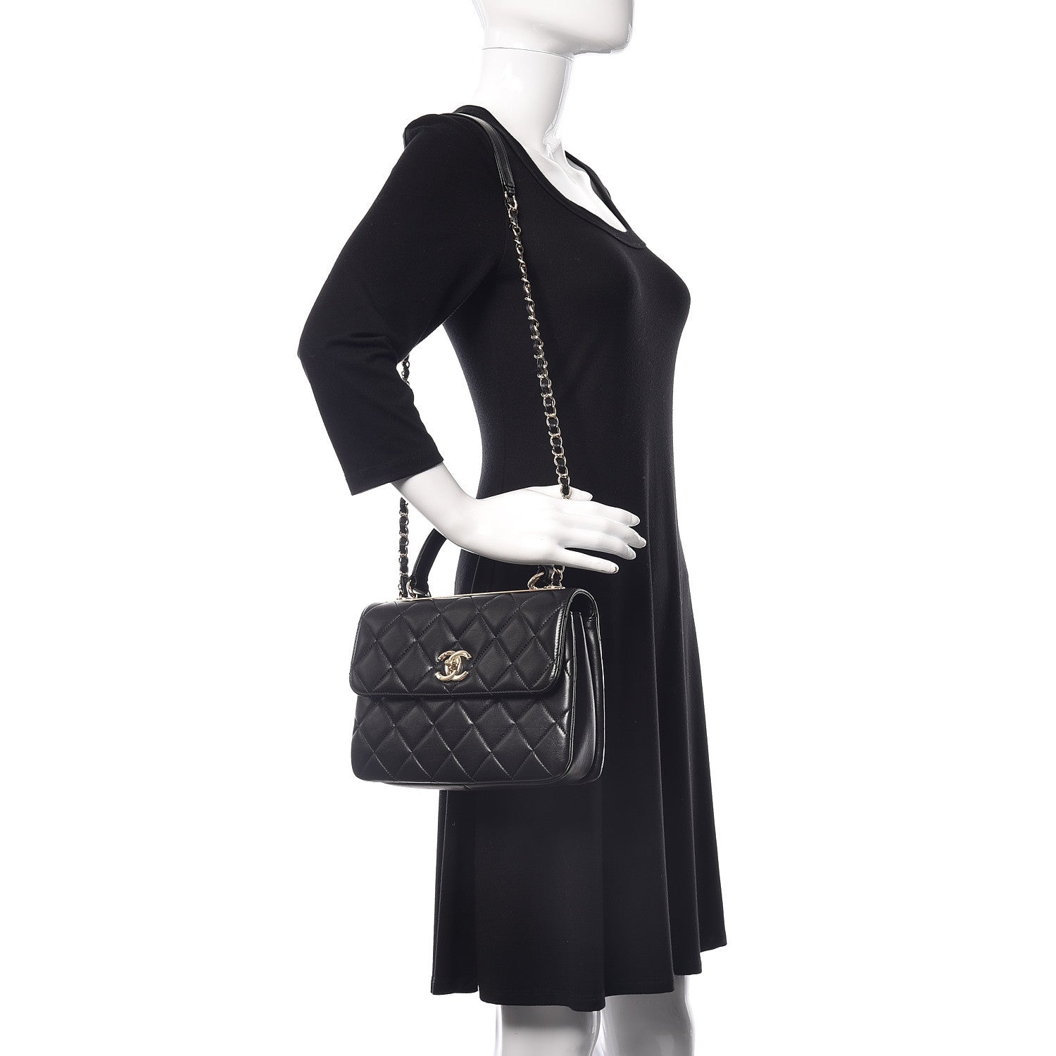 Chanel Lambskin Quilted Small Trendy CC Dual Handle Flap Bag Black 2 of 10