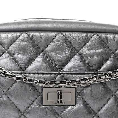 Chanel Metallic Aged Calfskin Quilted Medium Reissue Camera Case Dark Silver 8 of 10